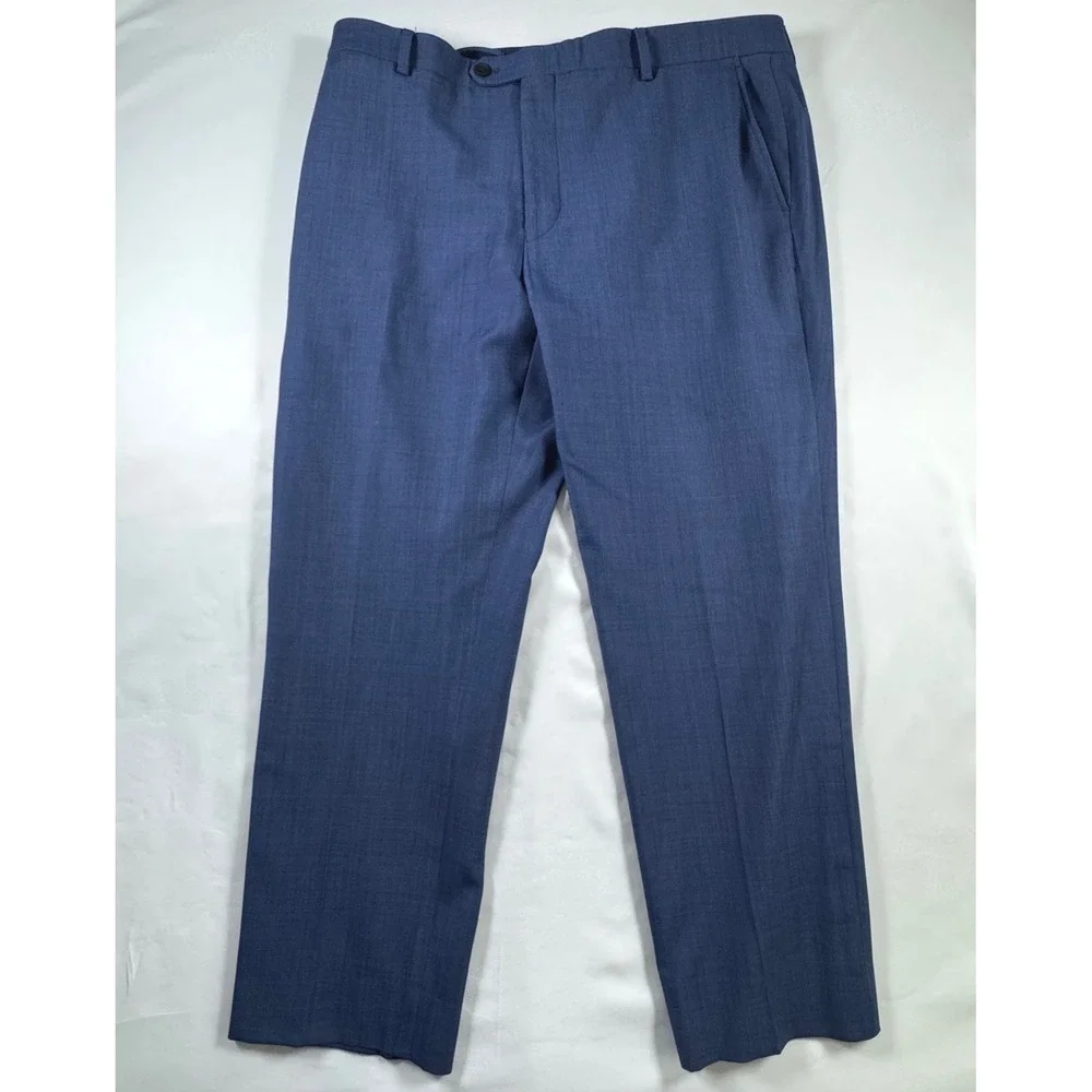 Jos A Bank Traveler Travel Tech Suit 46R Blue Slim Fit Wool Blend Pants 38x28